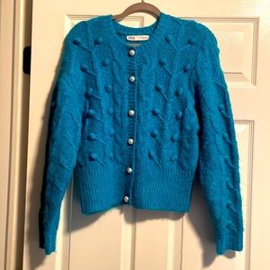 Blue Zara cardigan size Med.